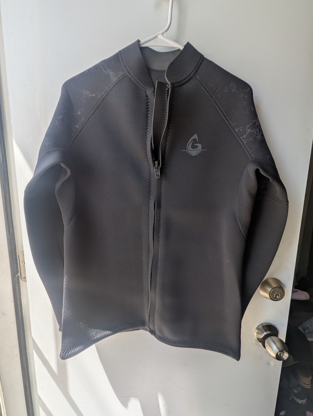 Large-Black Neoprene Zip-Front Jacket